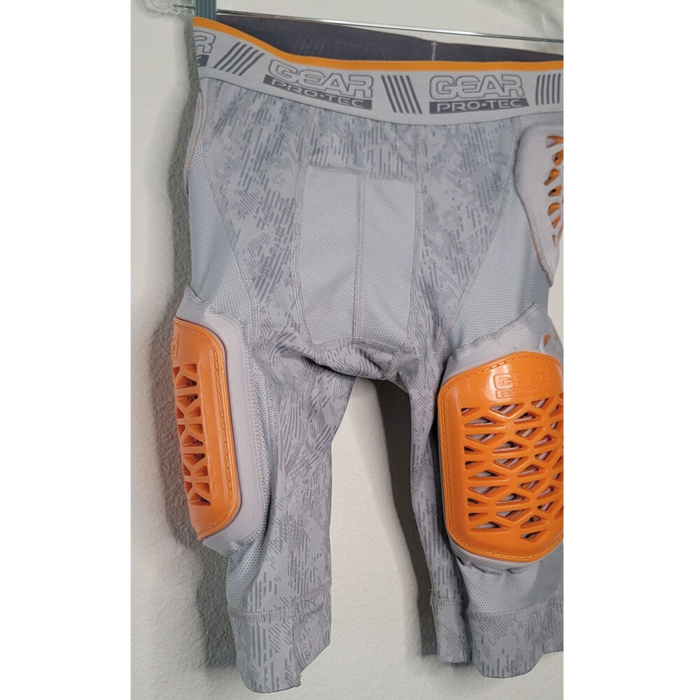 GEAR Pro-Tec 5-Pad Football Girdle Grey Pattern Design Bright Orange Thigh Pads